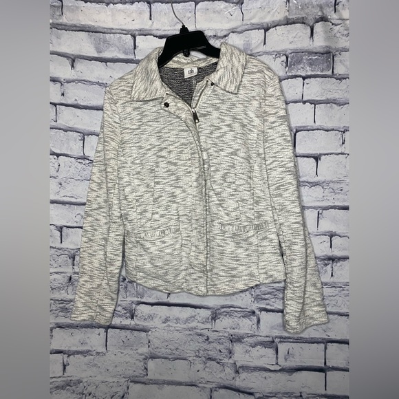 CAbi Neo Moto Heathered Gray Zip Up Sweater Blazer Jacket Size Small - Picture 4 of 13